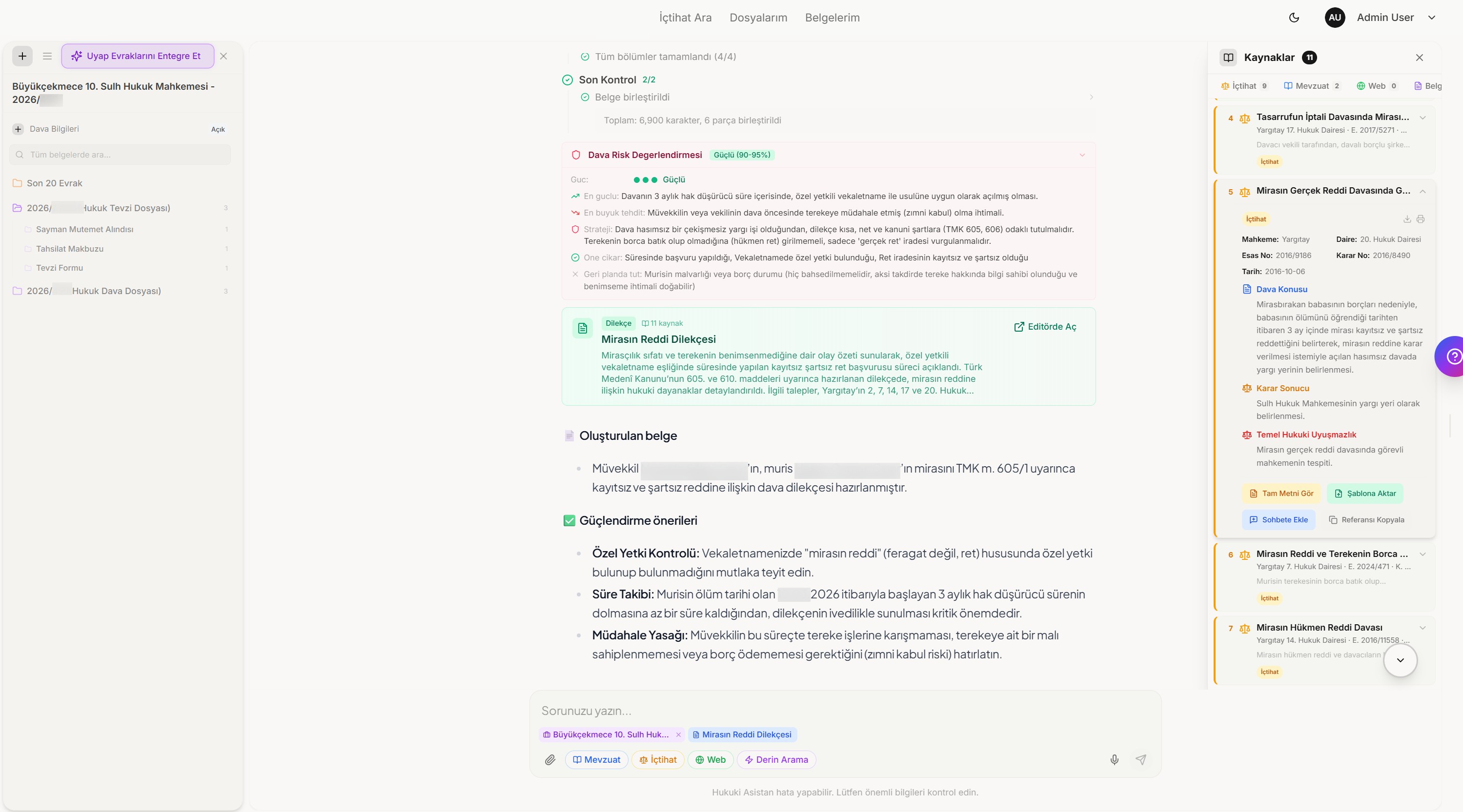 caseon.ai Hukuki Asistan — Her yanıt kaynaklı